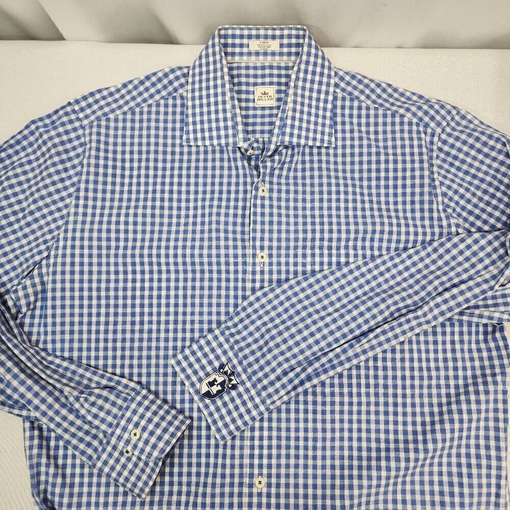 Peter Millar Size Large Gingham Long-Sleeve Button-up Men's Shirt - Picture 1 of 7